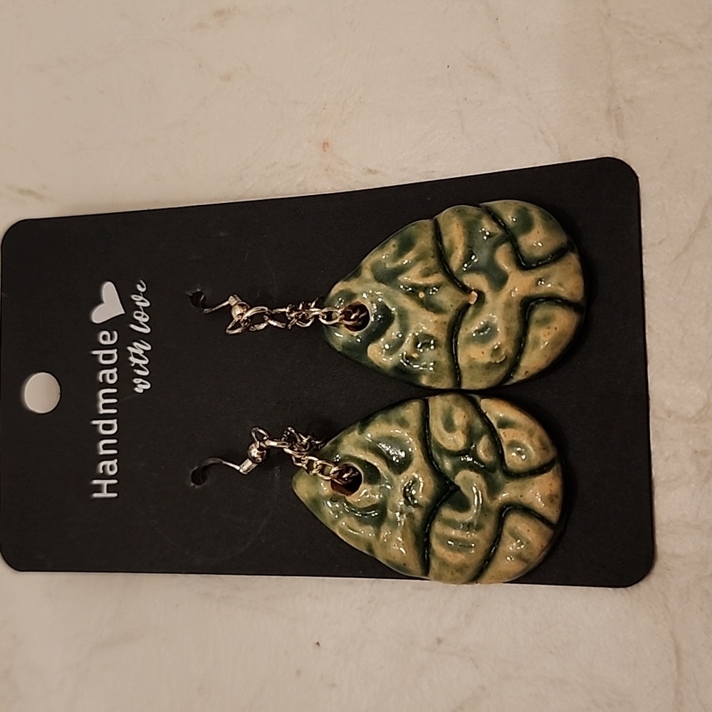 Pottery mermaid tail earrings